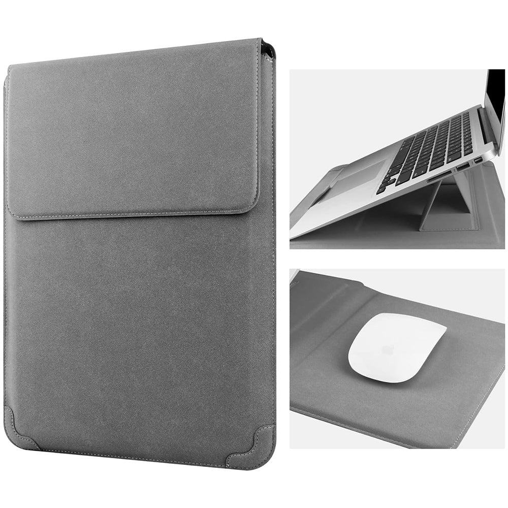 Padded laptop sleeve with integrated foldable stand and mouse pad Bowlift