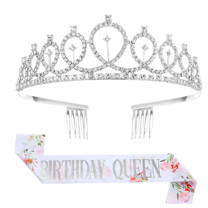 Ladies Sparkling Crown with Rhinestone Decorations Bowlift