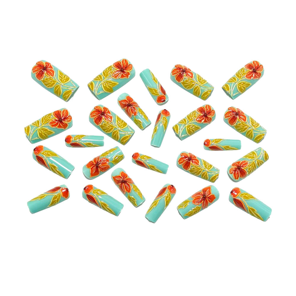 Artificial nails with elegant 3D flower design Bowlift