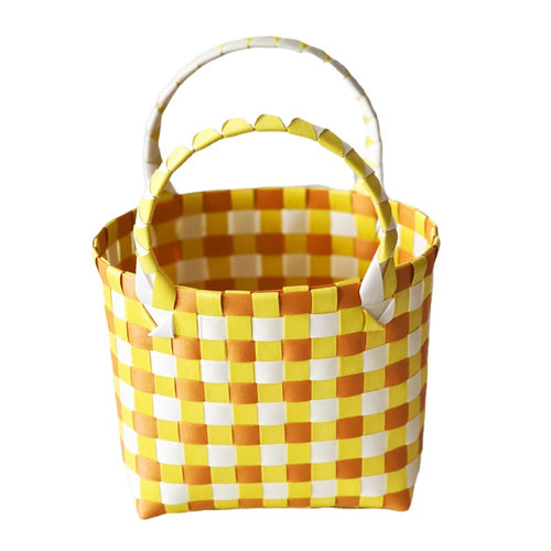 Handmade Basket Bag In Checked Design Bowlift