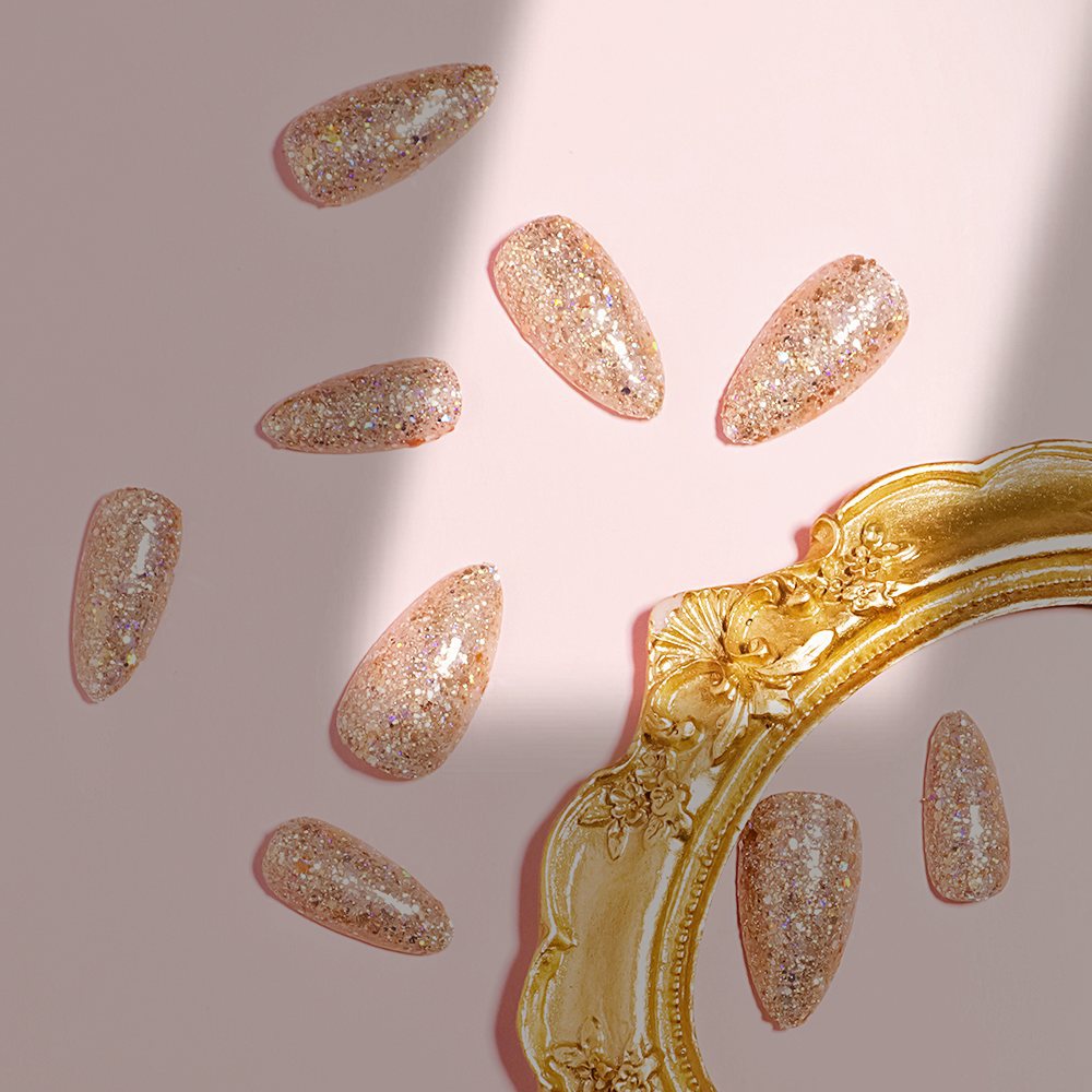 Sparkly Long Press-On Nails Bowlift