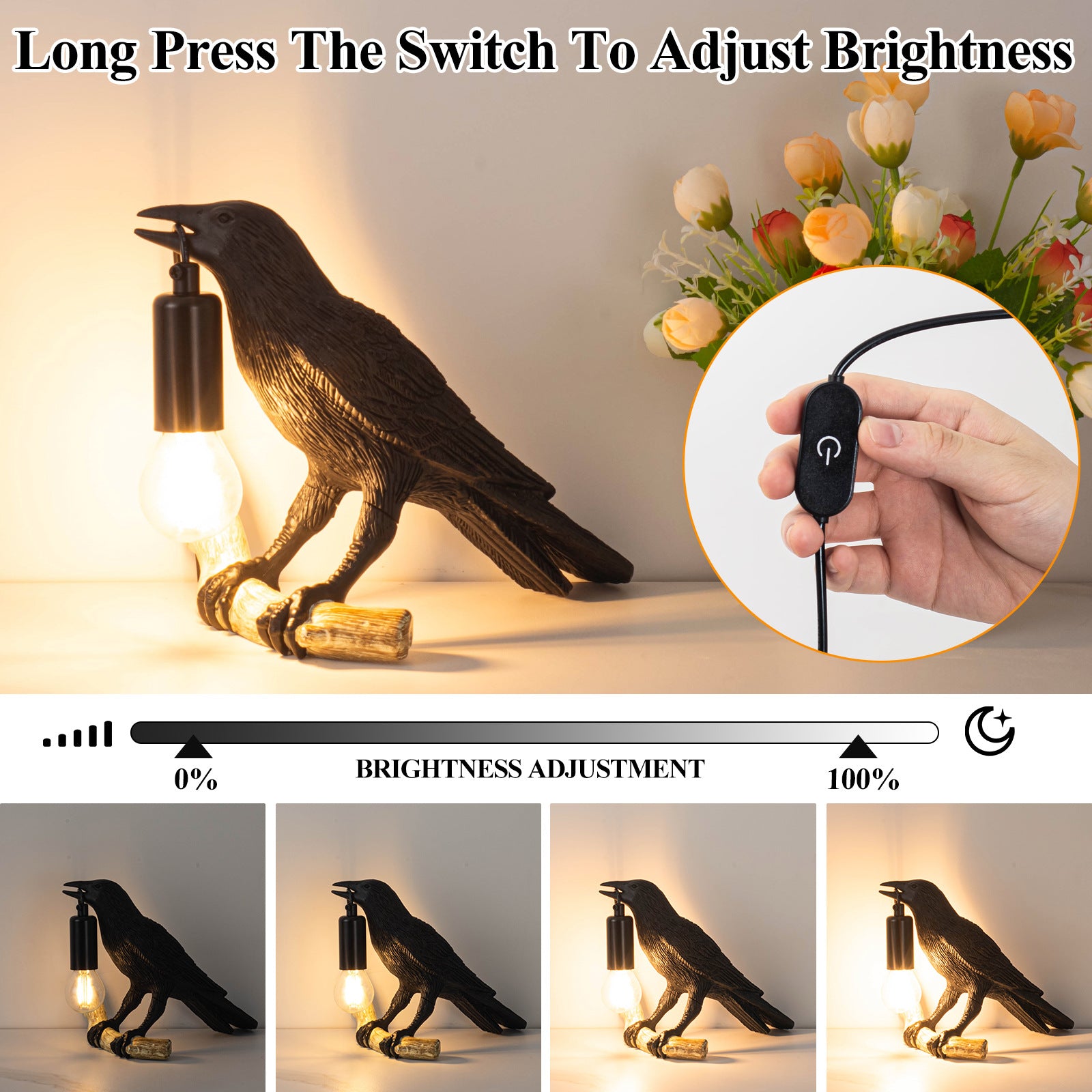 Creative Bird Table Lamp Bedside Night Light Living Room Bedroom Ambience Mini Lamp