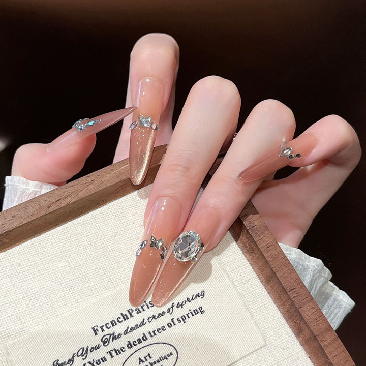 Decorative Press-On Nails with Gem Accents Bowlift