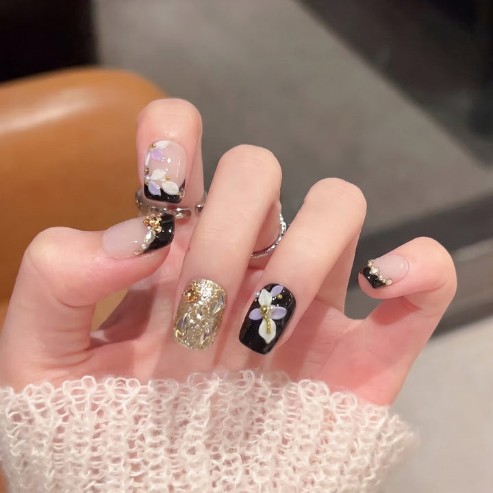 Decorative Floral Press-On Nail Art Set Bowlift 1788223891