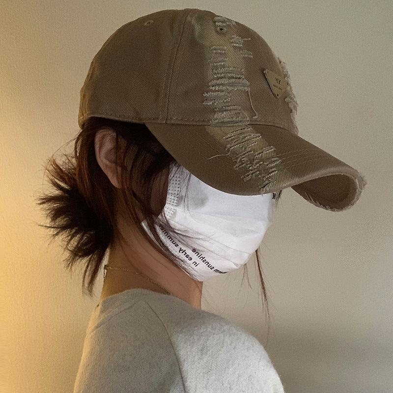 Women's Distressed Denim Baseball Cap Bowlift 1784084082