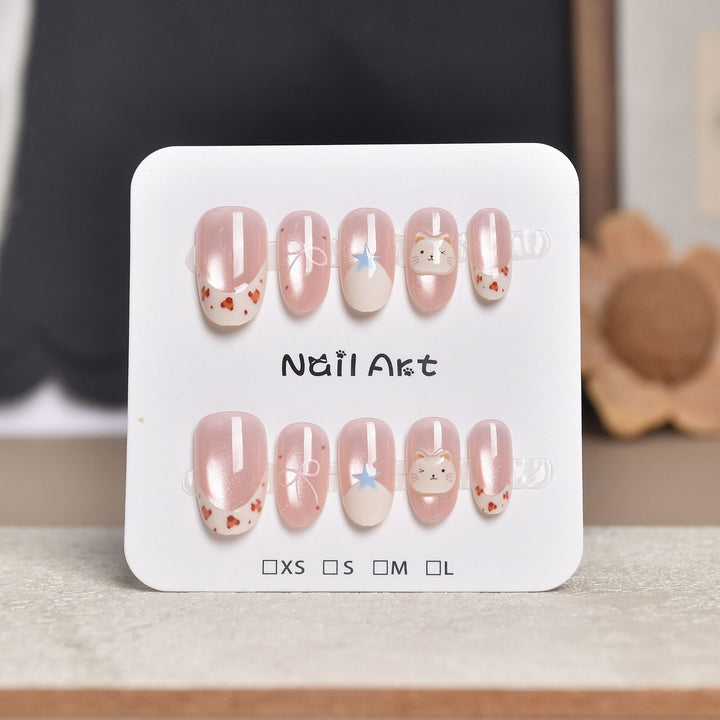 Decorative Press-On Nail Extensions with Floral Accents Bowlift
