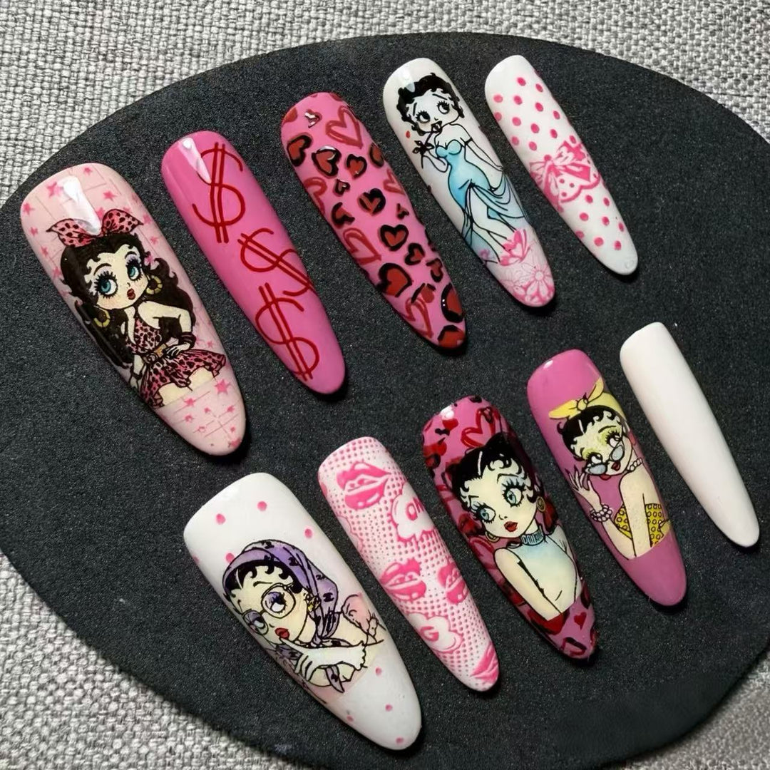 Artistic Long Stiletto Nail Enhancements Bowlift