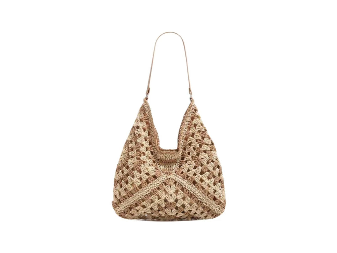 Handbag with Artistic Macrame Design and Flexible Carrying Comfort Bowlift
