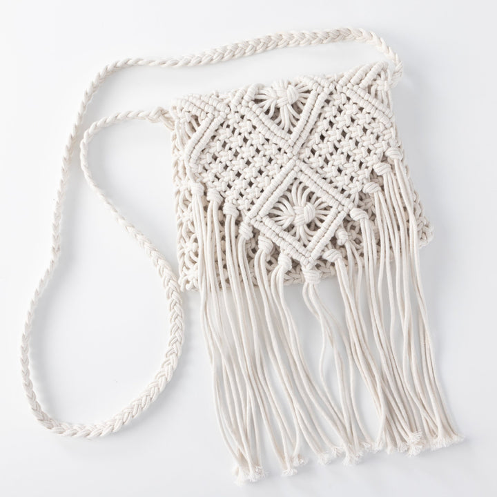 Macrame Shoulder Bag with Fringes Bowlift