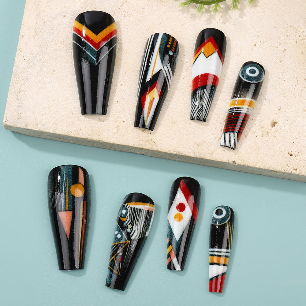 Artificial nails with creative tribal design Bowlift