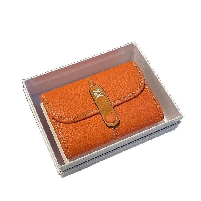 Textured Leather Tri-Fold Wallet Bowlift