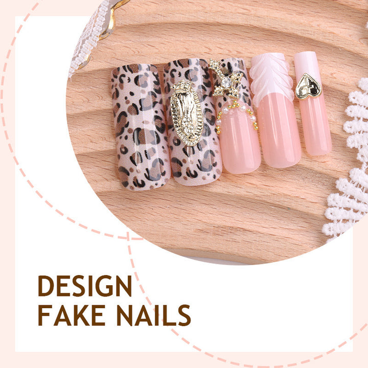Creative Nail Art Set with Leopard Design and Elegant Decorations Bowlift