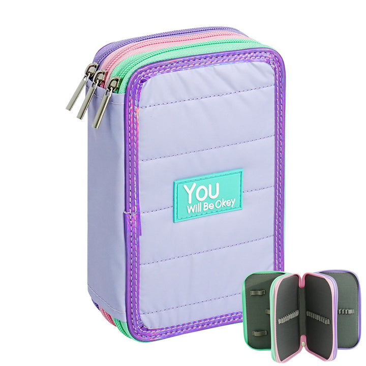 Dinosaur-Themed Dual-Zipper Pencil Case Bowlift