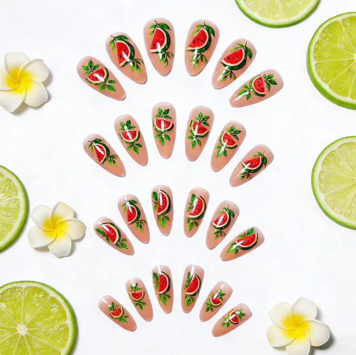 Artificial nails with cheerful melon design Bowlift