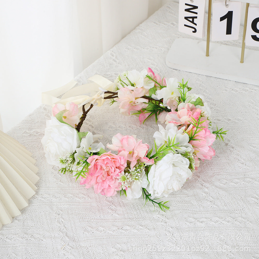 Handmade Romantic Artificial Flower Crown Headband for Bridal and Festival Bowlift