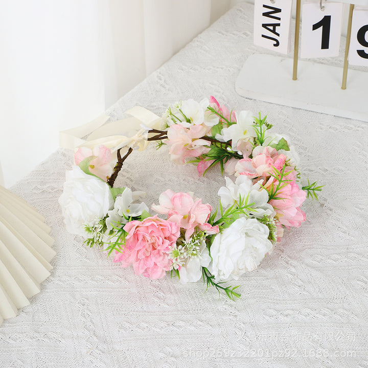 Handmade Romantic Artificial Flower Crown Headband for Bridal and Festival Bowlift