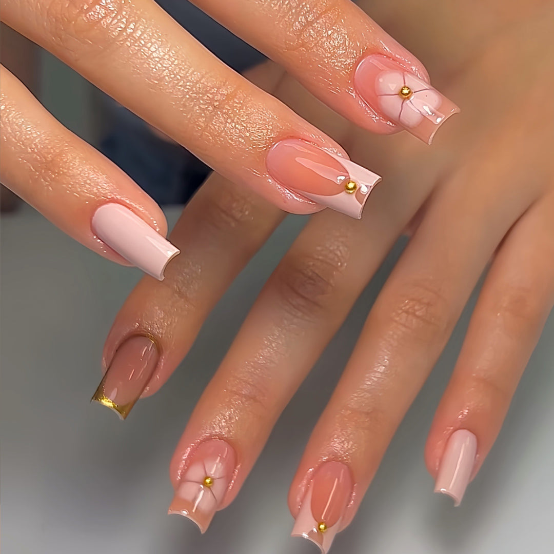 Elegant French Tip Press-On Nails Bowlift