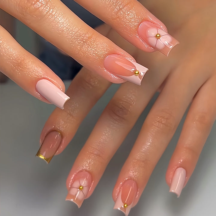 Elegant French Tip Press-On Nails Bowlift