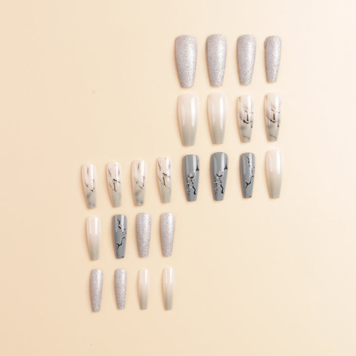 Artistic Marble Effect Press-On Nail Set Bowlift