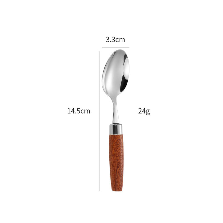Elegant dessert spoon with ergonomic wooden handle Bowlift