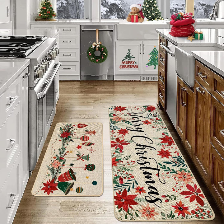 Festive Holiday Kitchen Runner Mat Bowlift