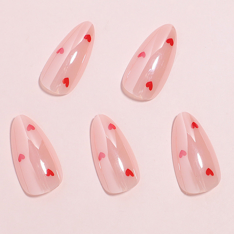 Heart-Printed Press-On Nail Set Bowlift