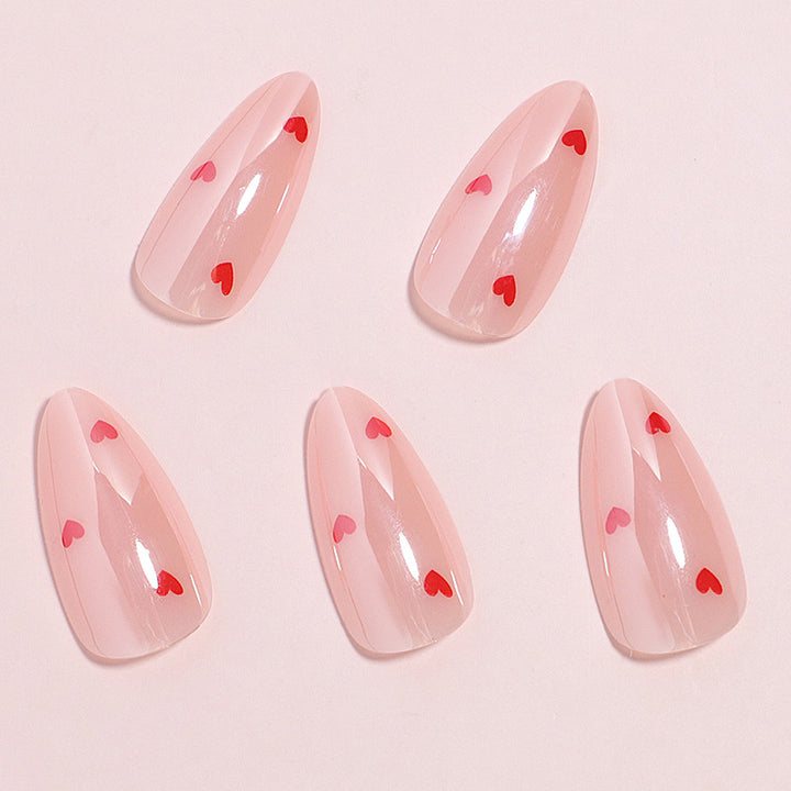 Heart-Printed Press-On Nail Set Bowlift