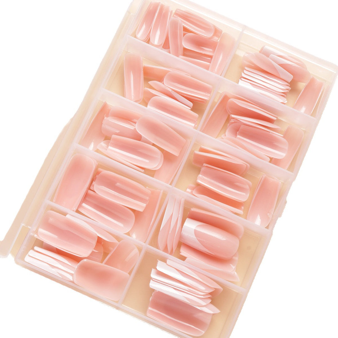 Premium Long-Length French Tip Press-On Nail Set Bowlift