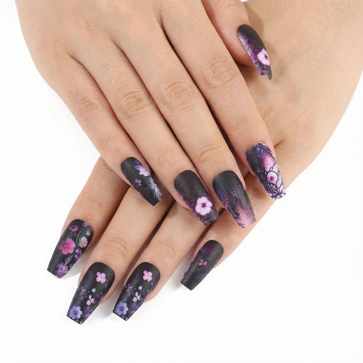 Artificial nails with floral pattern Bowlift