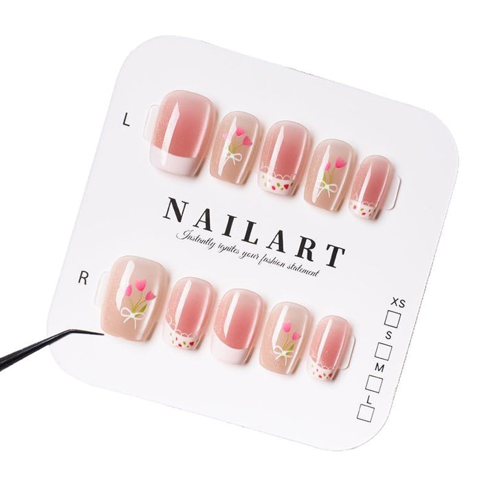 Floral-Themed Press-On Nail Set Bowlift