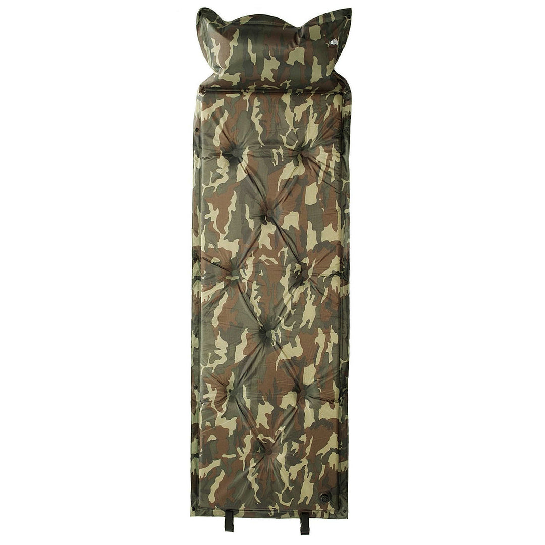 tufted insulated roll-out camping sleep mat with integrated pillow and modular snap connectors Bowlift