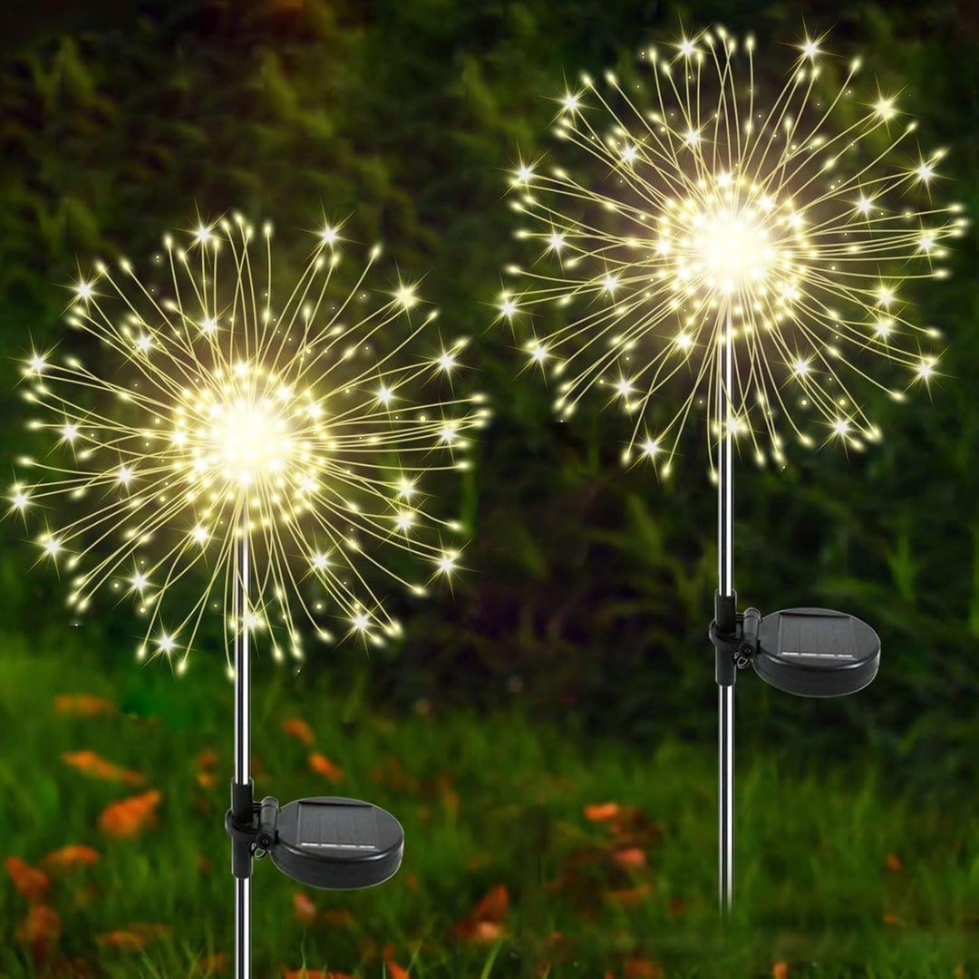 Solar Firework Garden Stake LED Starburst Light With Telescoping Stainless Stake Bowlift
