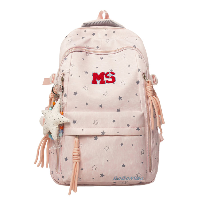 Star-Patterned Casual School Backpack Bowlift