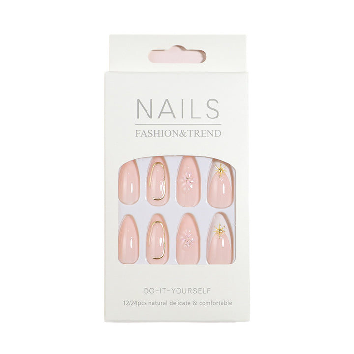 Decorative Press-On Nail Set with Star Accents Bowlift