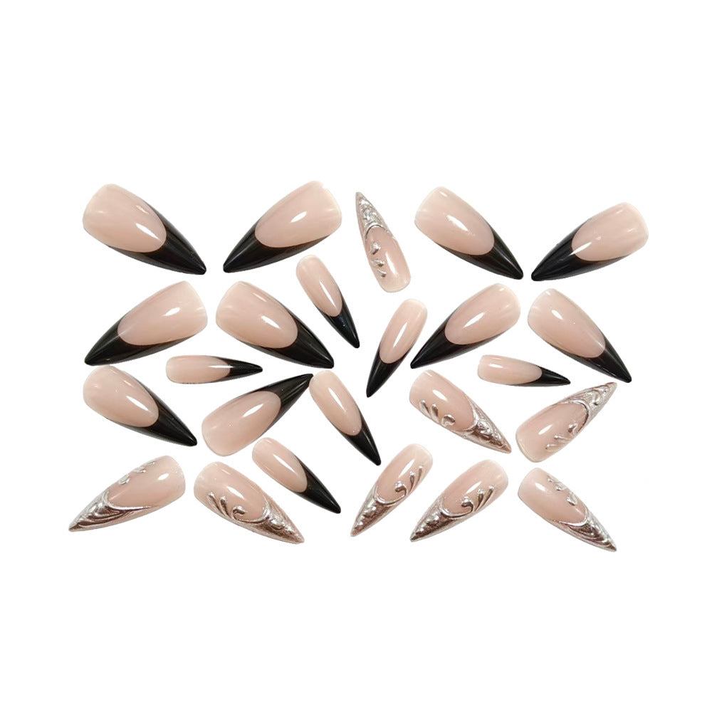 Elegant artificial nails with metallic accents Bowlift