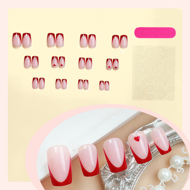 Elegant Heart Design Press-On Nails Bowlift
