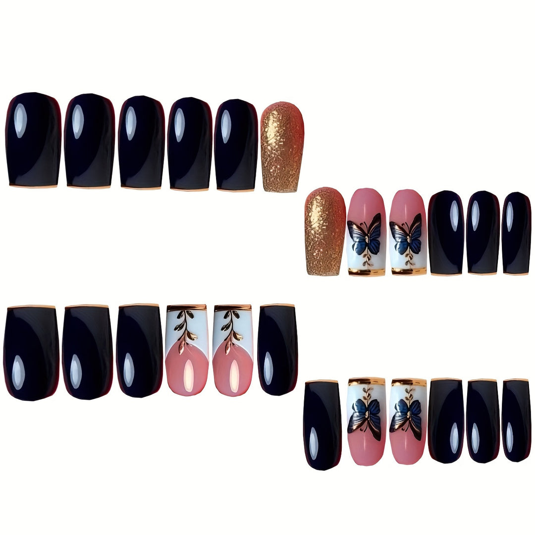 Butterfly-Inspired Elegant Acrylic Press-On Nails Bowlift