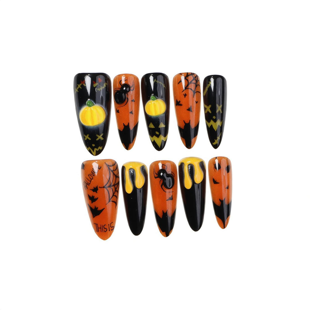 Halloween-Themed Artistic Press-On Nail Set Bowlift