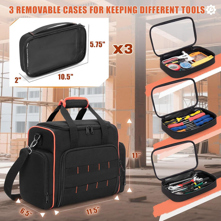 Multifunctional Tool Bag with Transparent Compartments Bowlift