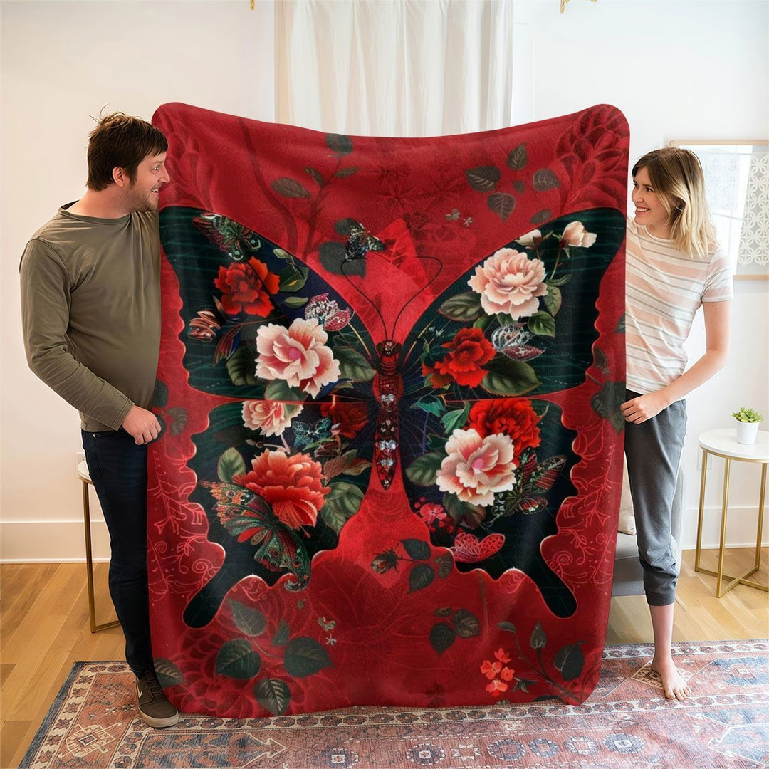 Fluffy Butterfly Print Fleece Blanket