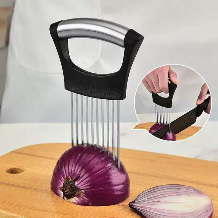 Stainless Steel Multi-Prong Onion Holder and Cutting Guide Bowlift