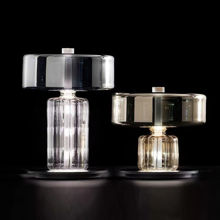 Modern Glass Table Lamp with Sculptural Design