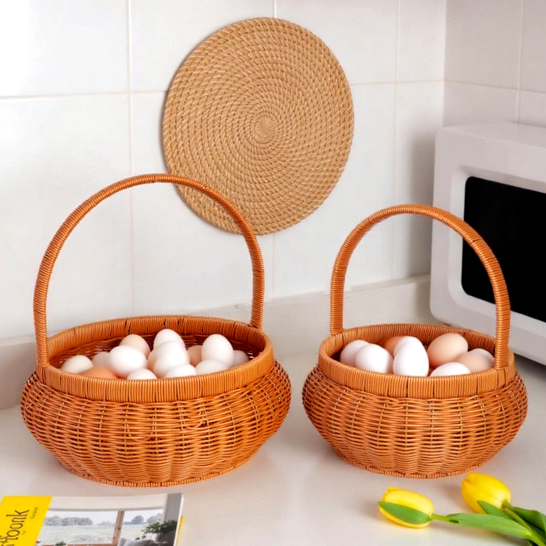 Women Handcrafted Storage Basket with Carrying Handle Bowlift