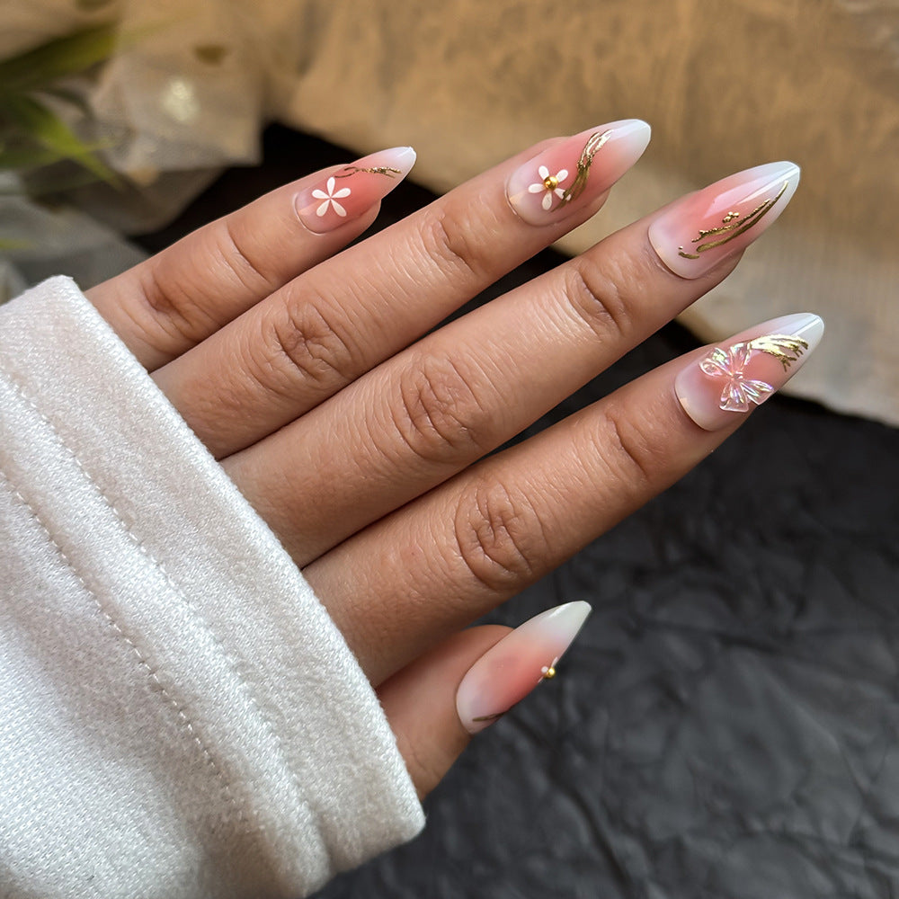 Elegant Floral-Themed Press-On Nail Art Kit Bowlift