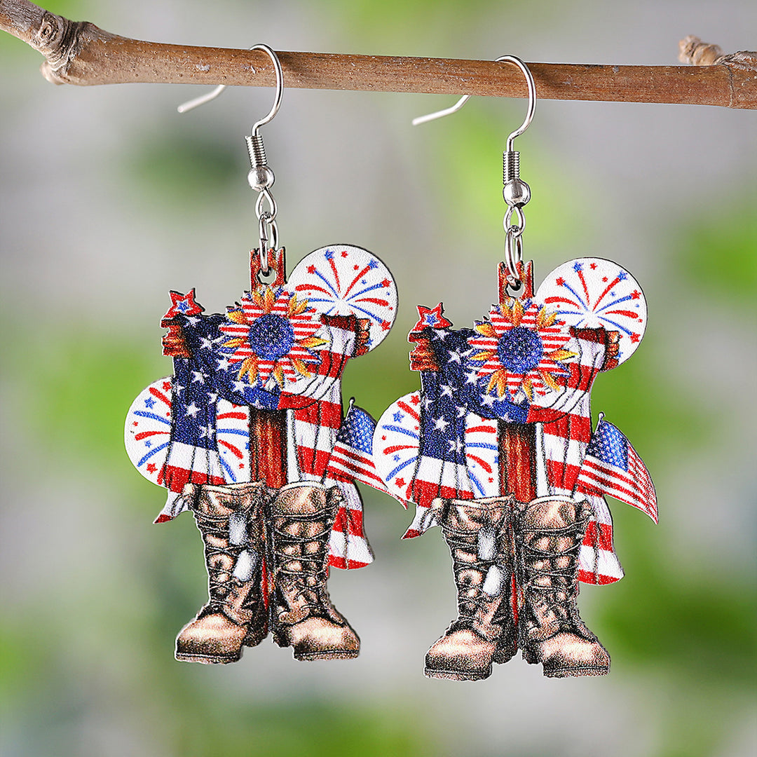 Ladies leather boot charm earrings made of lightweight wood with fish hook closure Bowlift