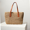 Braided straw bag with sturdy leather handles Bowlift