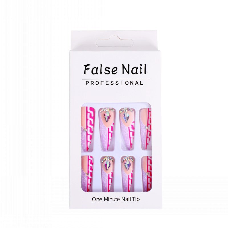 Creative Stiletto Art Nails with Geometric Patterns Bowlift