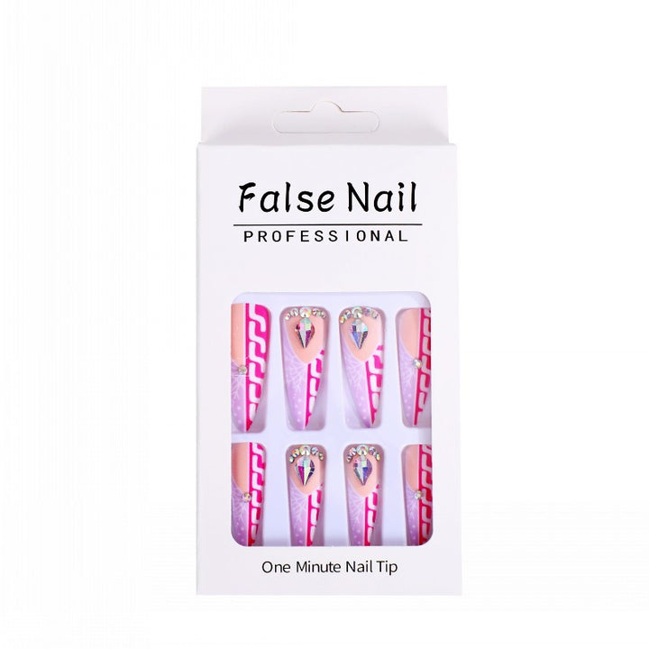 Creative Stiletto Art Nails with Geometric Patterns Bowlift