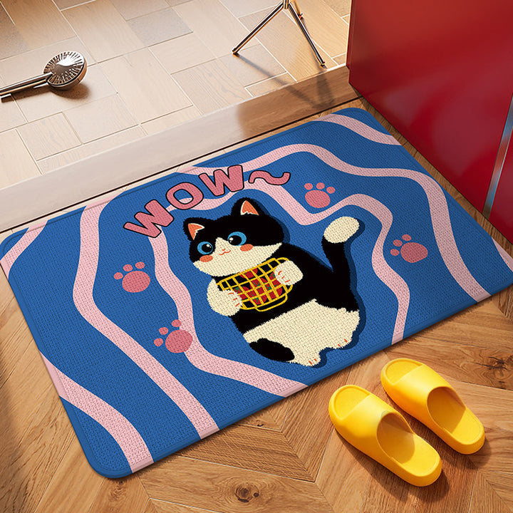 Playful Cat-Themed Bath Mat Bowlift