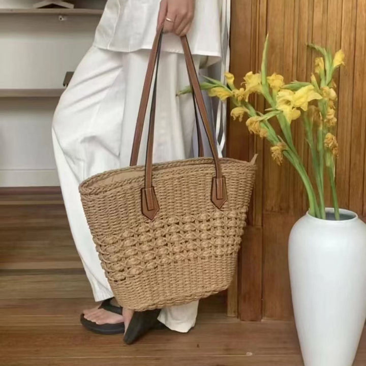 Braided tote bag with leather accents Bowlift